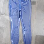 latex extended blue leggings