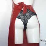 red latex apron