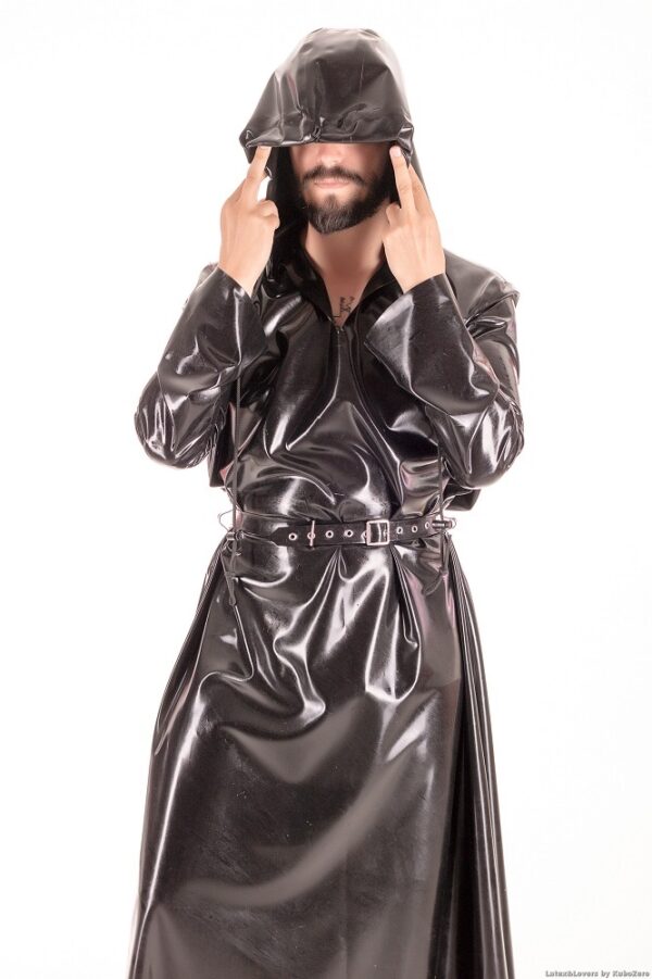 latex hooded long dress